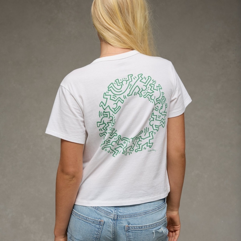 AE Ex-Boyfriend Keith Haring Graphic Tee Pop Art NWT Size Large - Picture 2 of 9